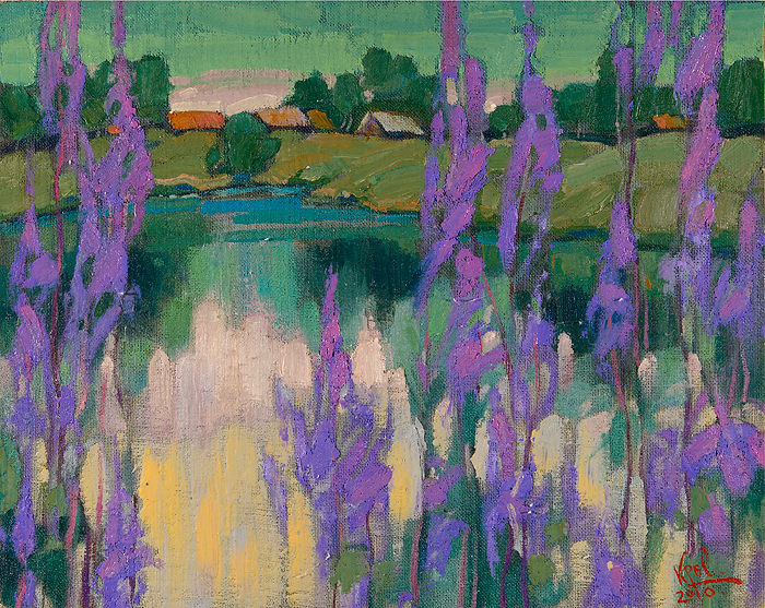 "Деревня у пруда". х.м. 40х50. 2010