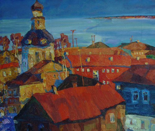 Юрьевец. Родительский дом. 1997г. х.,м. 53х59,5