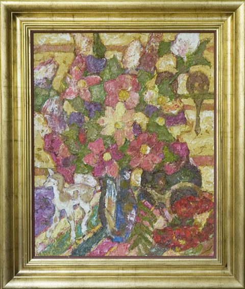 Цветы с игрушкой. 1966г. к.,м. 50х61